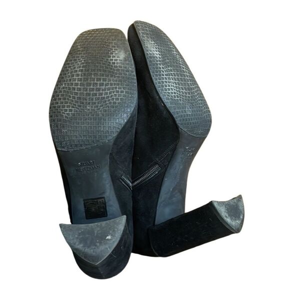 Stuart Weitzman black suede heeled Booties 4” heel shin height size 9 - Picture 8 of 8